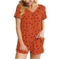 thumbnail image 1 of FRSASU Women Pajamas Set 2 Piece Cute Cherry Print Short Sleeve V Neck Top with Shorts Set Sleepwear with Pocket Orange XXL(XXL), 1 of 8