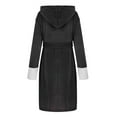 thumbnail image 1 of FRSASU Women Pajamas Unisex Winter Women Lengthened Plush Shawl Bathrobe Long Sleeve Robe Hooded Coat Black XXXXXL, 1 of 6