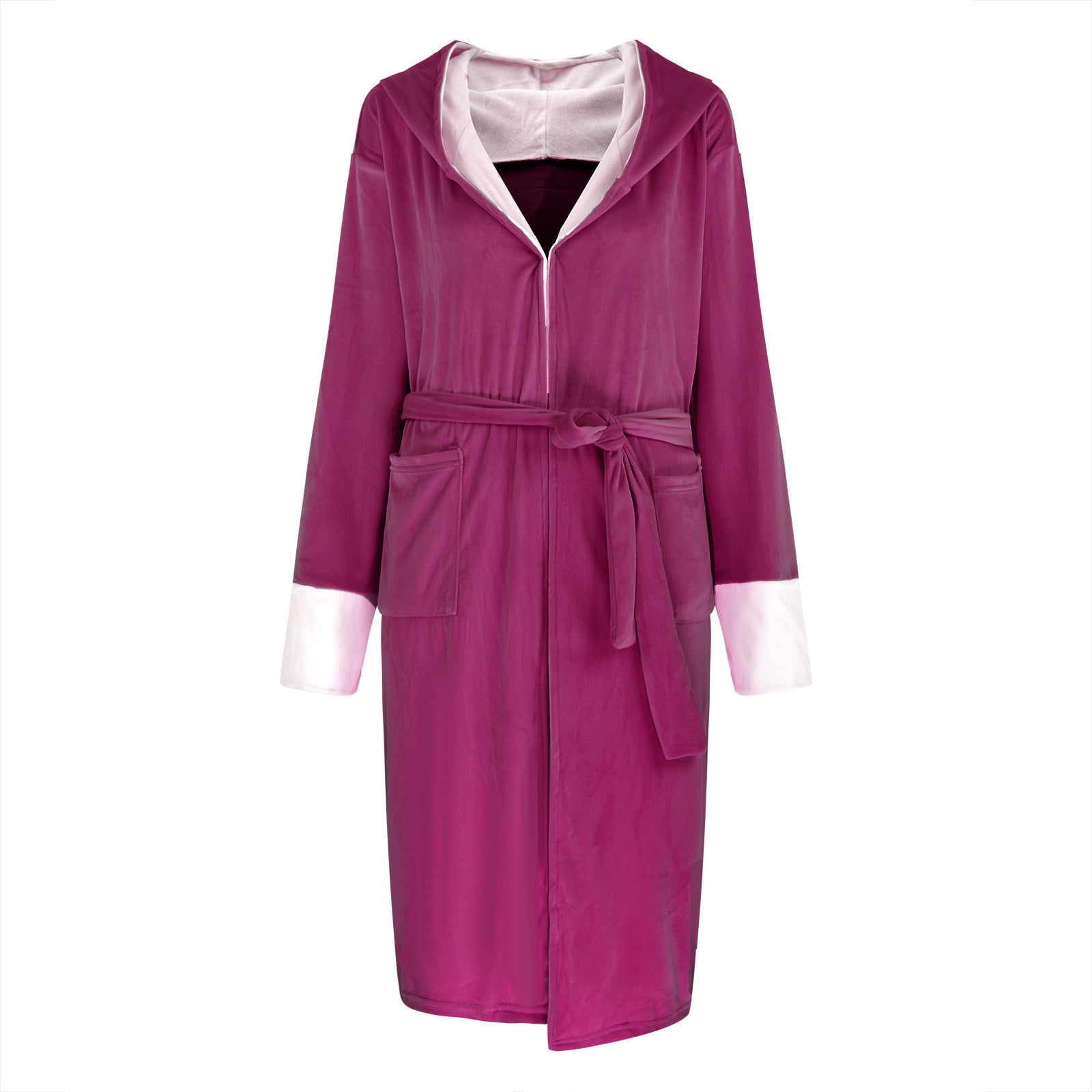 Rabbit Ears Hooded Pink & Brown Thick Warm Winter Bathrobe Nightgown Pajamas Set