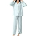 thumbnail image 1 of FRSASU Women Pants Home Wear Pajamas Women Pants Two-Piece Suit Long Sleeve Pants Pajama Set Homewear Green 8(L), 1 of 3