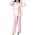 thumbnail image 1 of FRSASU Women Pants Home Wear Pajamas Women Pants Two-Piece Suit Long Sleeve Pants Pajama Set Homewear Pink 8(L), 1 of 3