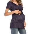 thumbnail image 1 of FRSASU Women Plus Size ,Summer Round V-Neck Short Sleeve Wave Point Maternity Large Size T-Shirt Top, 1 of 5
