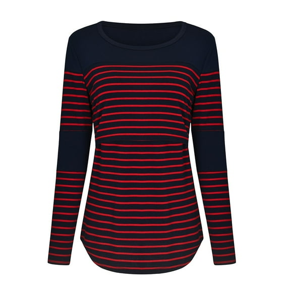FRSASU Women Plus Size Clearance,Women Maternity Long Sleeve Striped Tops T-Shirt for Breastfeeding