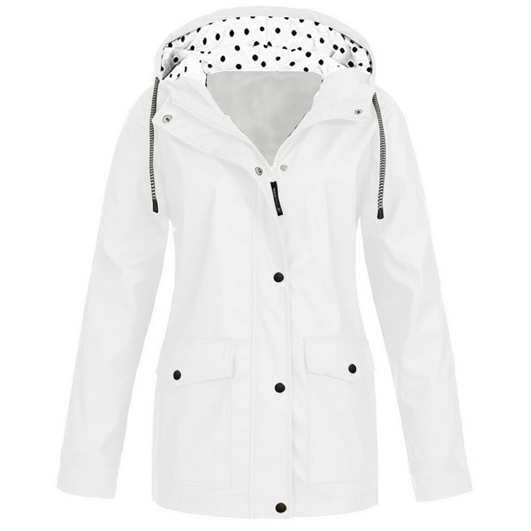 FRSASU Women Rain Jacket plus size Clearance Solid Rain Jacket