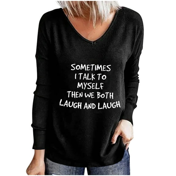 FRSASU Women'S Clothing ,Ladies Letter Printing Loose Long Sleeve Top