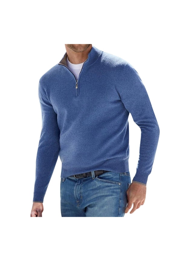 Women'S Clothing ,Men'S Wool Sweater Stand Up Collar Solid Long Sleeved Knitted Pullovers