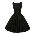 thumbnail image 1 of FRSASU Women's Vintage 1950s Rockabilly Dresses Sleeveless Audrey Dress with Belt Retro Solid Evening Party Cocktail Dress Black, 1 of 6