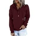 thumbnail image 1 of FRSASU Women'S Plus Size Top,Hoodies Fall Solid Long Sleeve Sweatshirt Button Down Drawstring Pullover Top Blouse with Pocket, 1 of 8
