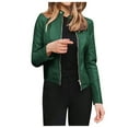 thumbnail image 1 of FRSASU Women'S Plus Size Coat Clearance,Ladies Lapel Motor Jacket Coat Zip Biker Short Punk Cropped Tops, 1 of 6