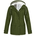 thumbnail image 1 of FRSASU Women'S Plus Size Coat Clearance,Plus Velvet Solid Jackets Outdoor Waterproof Hooded Raincoat Windproof Coats, 1 of 1