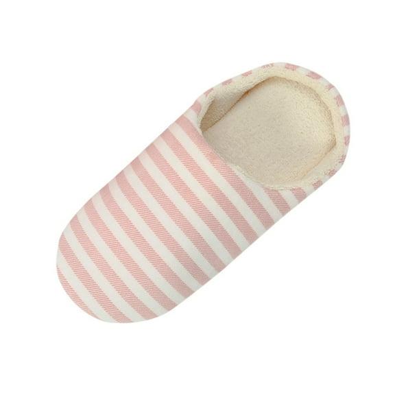 FRSASU Women'S Shoes ,Women Men Warm Striped Slipper Indoors Anti-Slip Winter House Shoes