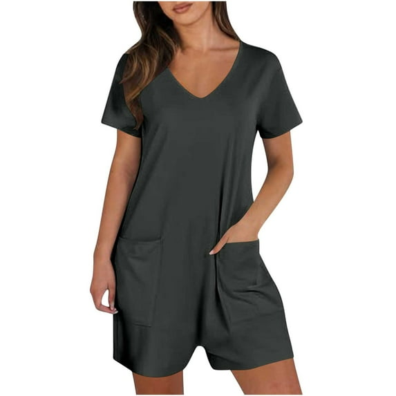FRSASU Women'S Summer Women'S Pocket Suspender Shorts Jumpsuit Strap Pants