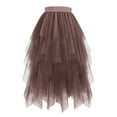 thumbnail image 1 of FRSASU Tulle Skirts for Women Mesh Tiered Layered Asymmetrical Hem High Low Elastic High Waist Prom Party Tutu Midi Skirt Khaki, 1 of 2