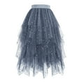 thumbnail image 1 of FRSASU Sequin Tulle Skirts for Women Irregular Layered Sparkly Tutu Skirt Elastic High Waist A-Line Skirt Blue, 1 of 3