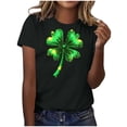 thumbnail image 1 of FRSASU Women St Patricks Mardi Gras Round Neck T Shirts Shamrock Carnival Short Sleeve Tops Black, 1 of 5