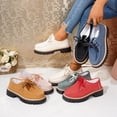 thumbnail image 1 of FRSASU Women Suede Platform Wedge Rocker Loafers Comfortable Round Toe Wedge Non-Slip Casual Lace Up Dress Moccasin Shoes Red, 1 of 8