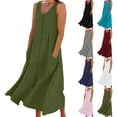 thumbnail image 1 of FRSASU Women's Summer Dresses Sleeveless Casual Loose Swing Button Down Midi Dress with Pockets Womens Dresses White, 1 of 8