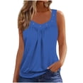 thumbnail image 1 of FRSASU Women Summer Fashion Solid Color Elastic V Neck Tank Tops Loose Fit Flowy Sleeveless Casual Shirts Blue, 1 of 5