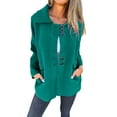 thumbnail image 1 of FRSASU Women Sweatshirt Lapel Collar Long Sleeve Jacket Solid Color Button Casual Hoodless Tops Coat Outwear with Pocket Green XL(XL), 1 of 7