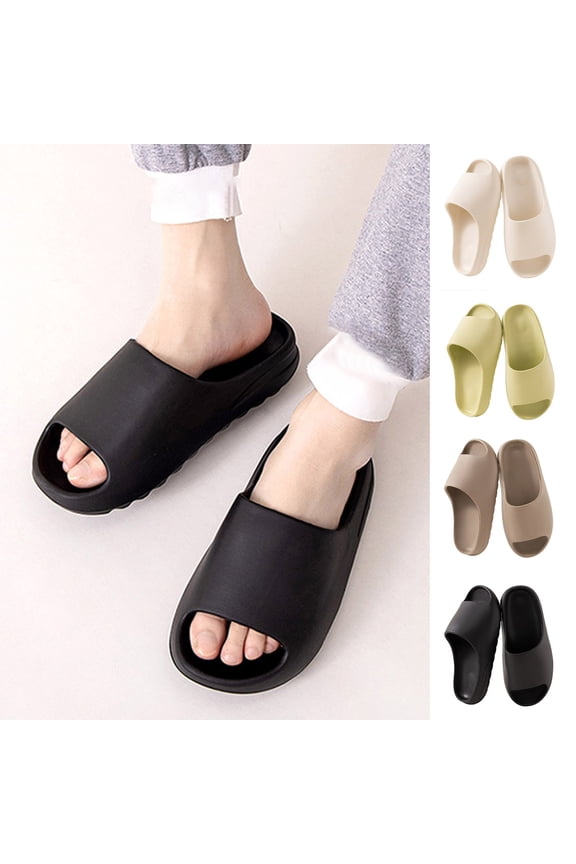 Women and Men's Soft Soled EVA Pillow Slippers Lightweight Memory Foam Casual Anti-slip Textured Cloud Sandals White