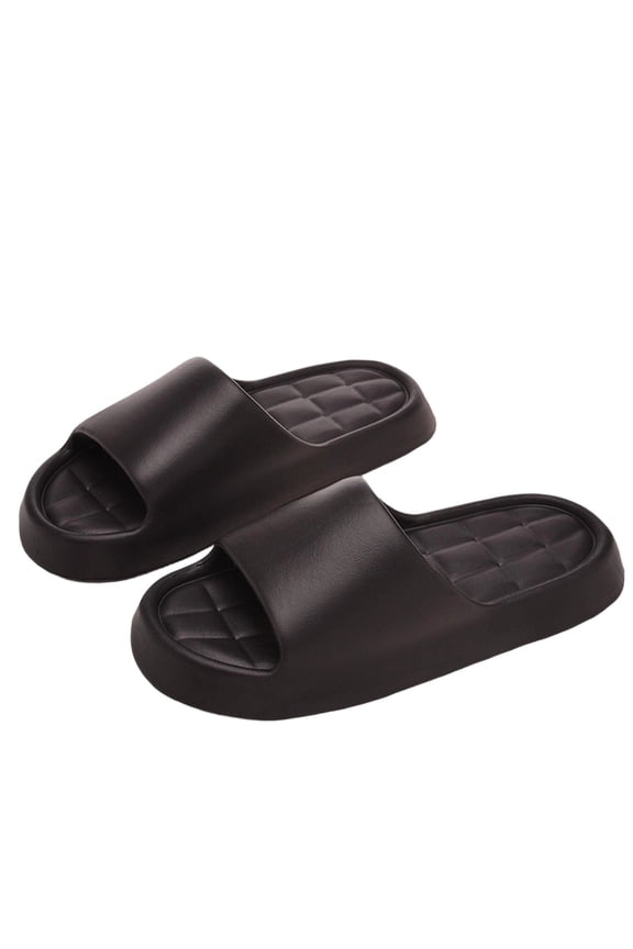 Women and Men's Soft-Soled Slipper Lightweight Memory Foam Casual Anti-slip Textured Cloud Sandals Black