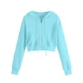 thumbnail image 1 of FRSASU Women coats plus size Zip Up Hoodies Sweatshirts Clothes Teen Girl Fall Drawstring Jackets with Pockets Overcoat Blue 14(L), 1 of 5
