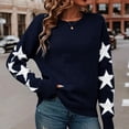thumbnail image 1 of FRSASU Women fashionable and comfortable Sweater Fall Star Pullover Long Sleeve Crewneck Casual Cute Sweaters Tops Blue, 1 of 9