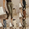 thumbnail image 1 of FRSASU Women fashionable casual button High Waist Cargo Leggings Workout Leggings Tummy Control with Pocket casual pants Khaki, 1 of 5