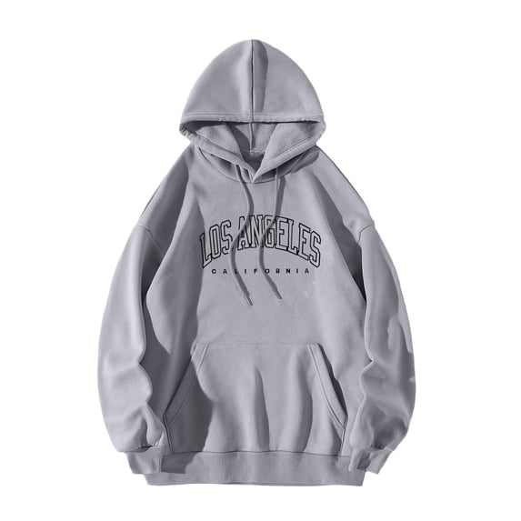FRSASU Women letter printed Hoodies Oversized Long Sleeve Comfy Casual Basic Pullover Sweatshirts Fall Outfits Clothes Gray