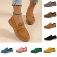 thumbnail image 1 of FRSASU Women retro suede flat heel shallow mouth Loafers Comfortable Shoes Casual Slip on Flats for Walking Driving Business Khaki, 1 of 5