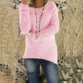 thumbnail image 1 of FRSASU Women round neck loose solid color pullover long sleeved plush top Long Sleeve for Leggings Fit Sweaters Pink, 1 of 4