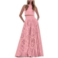 thumbnail image 1 of FRSASU Women's 2 Piece Outfit Dressy Sleeveless Vest Top and Pleated Long Skirt Set Casual Sets Pink M(M), 1 of 4