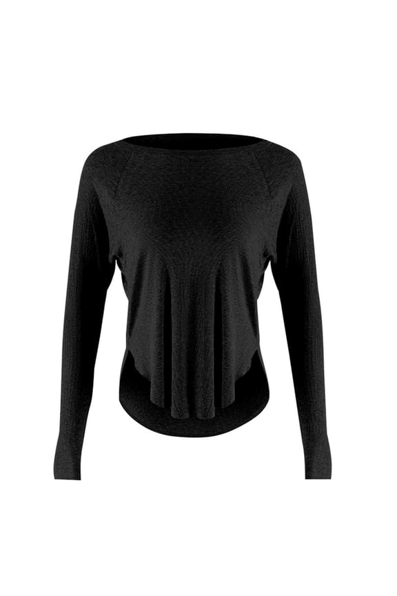 Women's Active Quick Dry Tech Stretch Lightweight Long-Sleeve T-Shirts Yoga Running Shirt Breathable Athletic Tops Black
