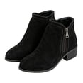 thumbnail image 1 of FRSASU Women's Ankle Boots Side Zipper Low Block Heel Short Booties Classic Round Toe Casual Boots for Daily Walking Black, 1 of 9