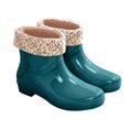 thumbnail image 1 of FRSASU Women's Ankle Rain Boots Floral Fleece Lined Waterproof Short Boots Non‑Slip PVC Garden Shoes Green-B, 1 of 7
