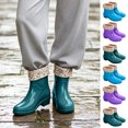 thumbnail image 1 of FRSASU Women's Ankle Rain Boots Floral Fleece Lined Waterproof Short Boots Non‑Slip PVC Garden Shoes Purple-B, 1 of 7