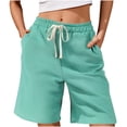 thumbnail image 1 of FRSASU Women's Athletic Shorts Sweat Summer Loose Drawstring Lounge Sports Workout Bermuda Knee Shorts with Pockets Green, 1 of 6