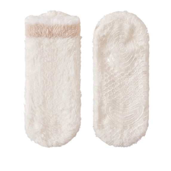 FRSASU Women's Autumn Winter Thick Warm floor Socks Short Non Slip Soft Color Blocked Sleep Socks 1Pc