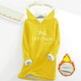thumbnail image 1 of FRSASU Women's Autumn and Winter Letter Printed Oversized Long Sleeved Loose Warmth Fluffy Hooded Top Yellow, 1 of 3