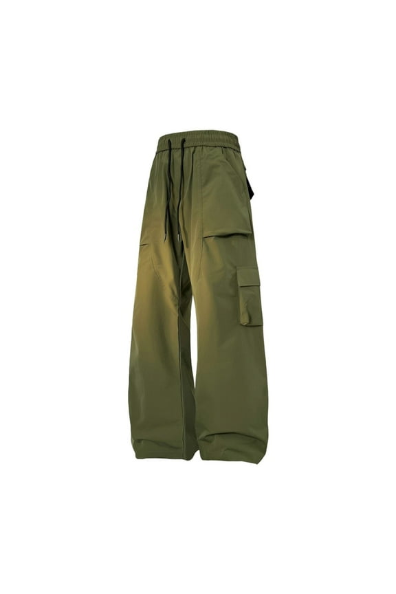 Women’s Baggy Pants High Waist Wide Leg Adjustable Drawstring Casual Straight Leg Quick Drying Cargo Pants Army Green