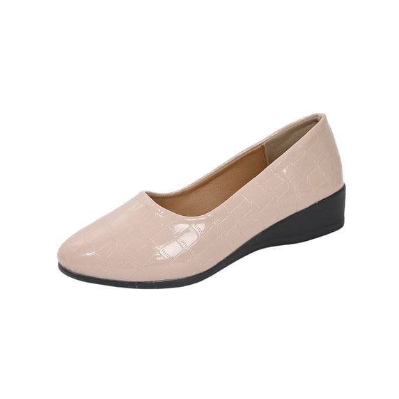 FRSASU Women's Flats Shoes Ballet Flats Dress Shoes Comfortable PU Leather Slip on Shoes for Women Khaki