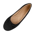thumbnail image 1 of FRSASU Women's Bow Knot Lace Ballet Flats Beaded Closed Toe Spring Summer Soft Flats Low Heel Black, 1 of 7
