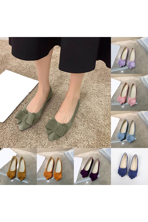 Women's Bow Mules Dressy Comfortable Pointed Toe Bowknot Ballet Shoes Casual Dress Shoes for Women Purple