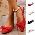 thumbnail image 1 of FRSASU Women's Bowknot Ballet Flats Slingback Mules with Buckle Strap Pointy Toe Fashion Trendy Party Wear Shoes Red, 1 of 9