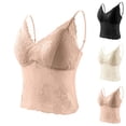 thumbnail image 1 of FRSASU Women's Bralette Spaghetti Strap Undershirts Lace Camisole V-Neck Adjustable Strap Tank Slim Going Out Tops White, 1 of 6