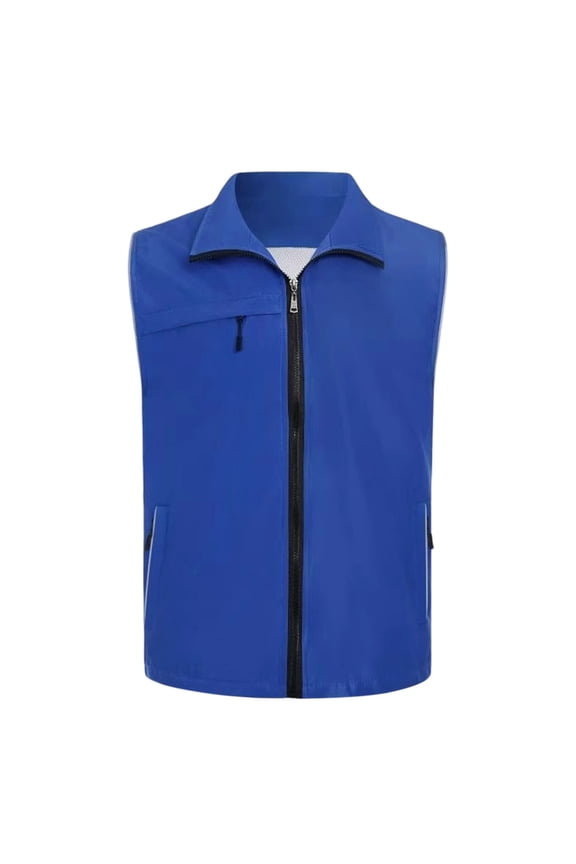 Women's Breathable Fishing Vest Stand Collar Zip up Outdoor Travel Hiking Waistcoat Cargo Jackets with Mesh Liner Blue