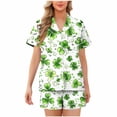 thumbnail image 1 of FRSASU Women's Button-Down Cardigan Collar Short Sleeve Satin Pj Set Two Piece Soft Sleepwear Mint Green-A, 1 of 6
