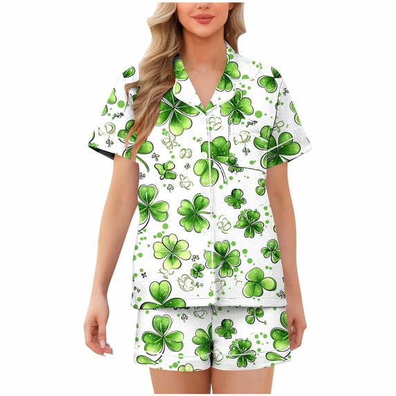 FRSASU Women's Button-Down Cardigan Collar Short Sleeve Satin Pj Set Two Piece Soft Sleepwear Mint Green-A