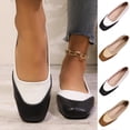 thumbnail image 1 of FRSASU Women's Cap Toe Flats Two Tone Slip On Ballet Comfort Closed Round Colorblock Low Heel Dress Shoes Brown, 1 of 8