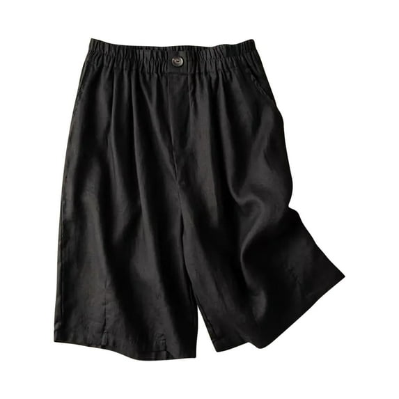 FRSASU Women's Cargo Shorts Baggy High Waisted Summer Hiking Stretchy Chino Bermuda Shorts with Pockets Black